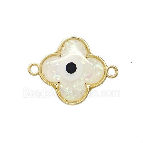 Copper Clover Connector Pave Resin Gold Plated