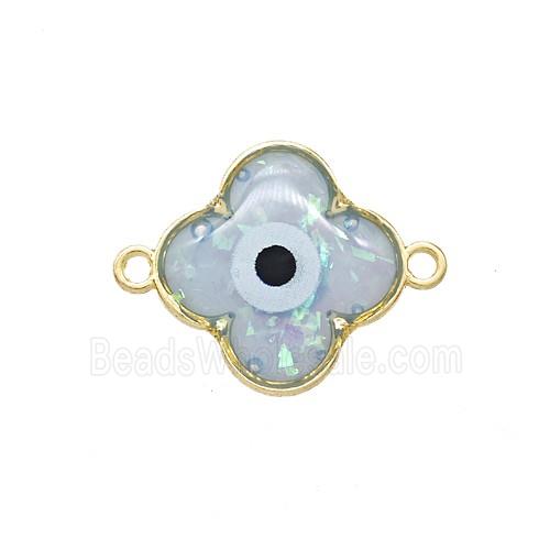 Copper Clover Connector Pave Resin Gold Plated
