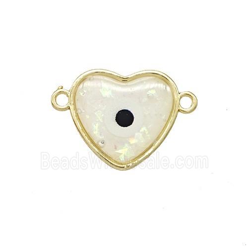 Copper Heart Connector Pave Resin Gold Plated