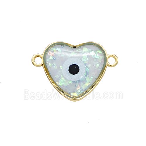 Copper Heart Connector Pave Resin Gold Plated
