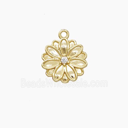 Copper Pendant Pave Zircon, Gold Plated