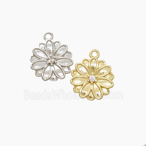 Copper Pendant Pave Zircon, Gold Plated