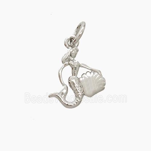 Copper Mermaid Pendant Platinum Plated