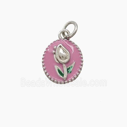 Enamel Copper Pendant, Gold Plated