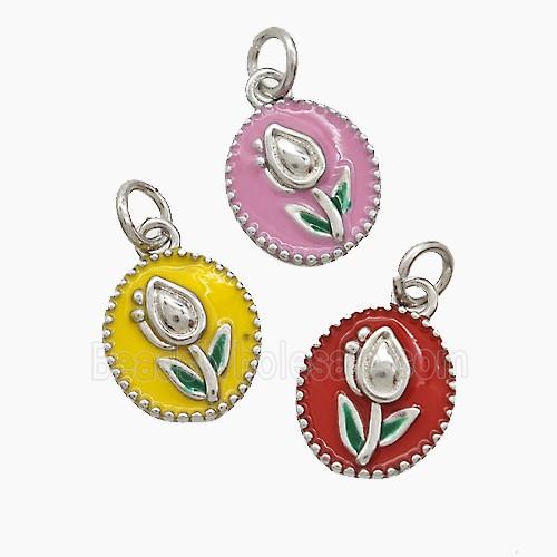 Enamel Copper Pendant, Gold Plated