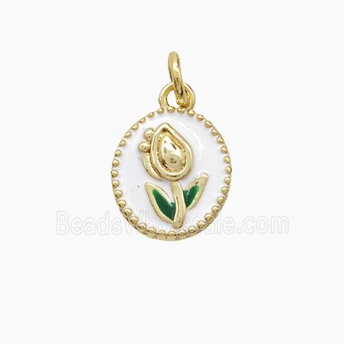Enamel Copper Pendant, Gold Plated