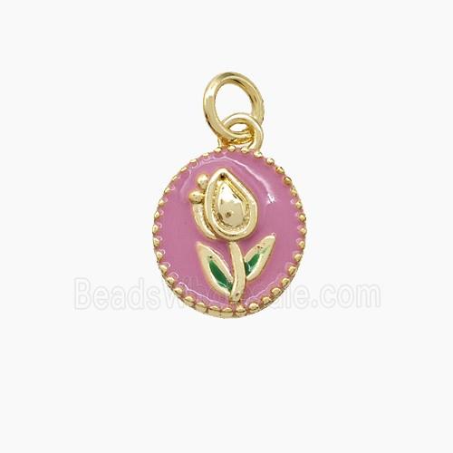 Enamel Copper Pendant, Gold Plated