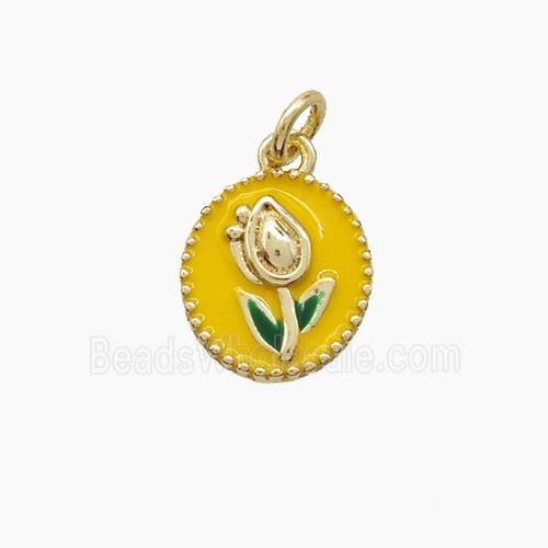 Enamel Copper Pendant, Gold Plated