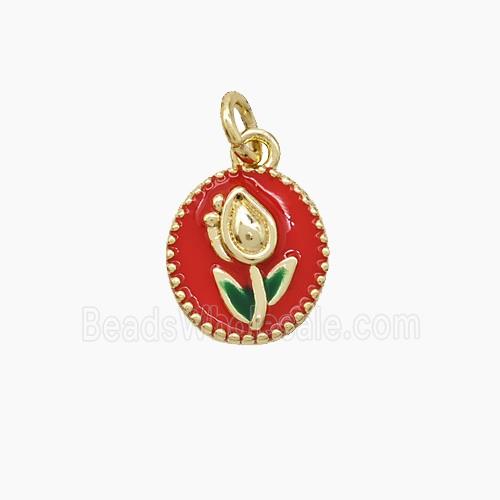 Enamel Copper Pendant, Gold Plated