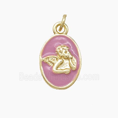 Enamel Copper Pendant, Gold Plated