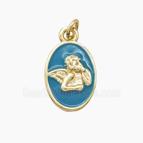 Enamel Copper Pendant, Gold Plated