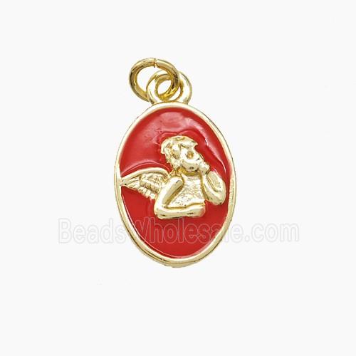 Enamel Copper Pendant, Gold Plated
