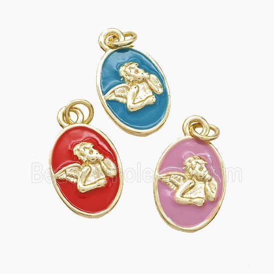 Enamel Copper Pendant, Gold Plated