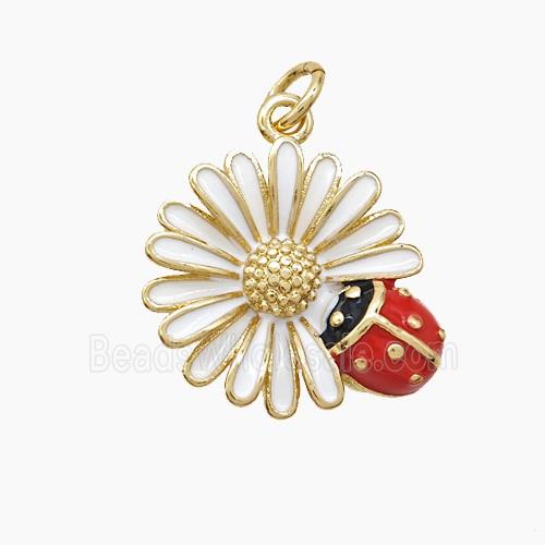 Enamel Copper Pendant, Gold Plated
