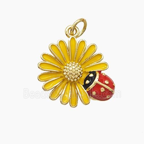 Enamel Copper Pendant, Gold Plated