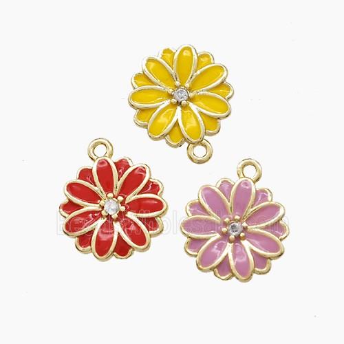 Copper Flower Pendant Enamel Gold Plated Mixed