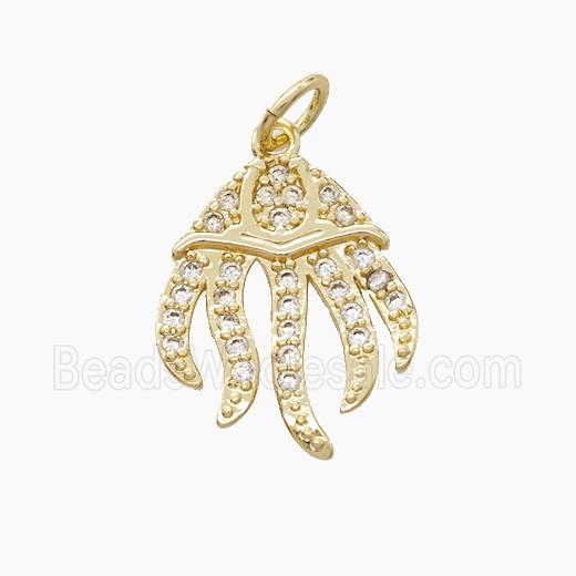 Copper Jellyfish Pendant Pave Zirconia Gold Plated