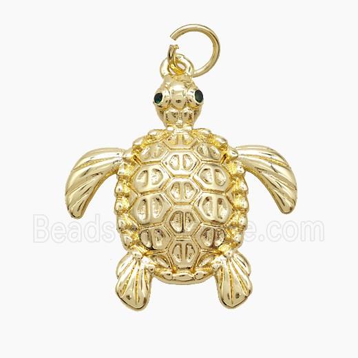 Copper Tortoise Pendant Pave Zirconia Gold Plated