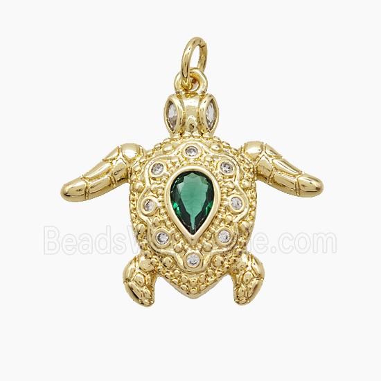 Copper Tortoise Pendant Pave Zirconia Crystal Glass Gold Plated