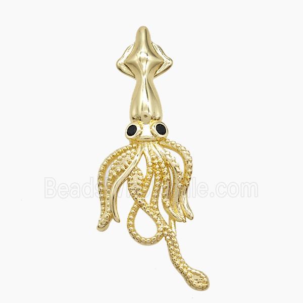Copper Octopus Pendant Pave Zirconia Gold Plated