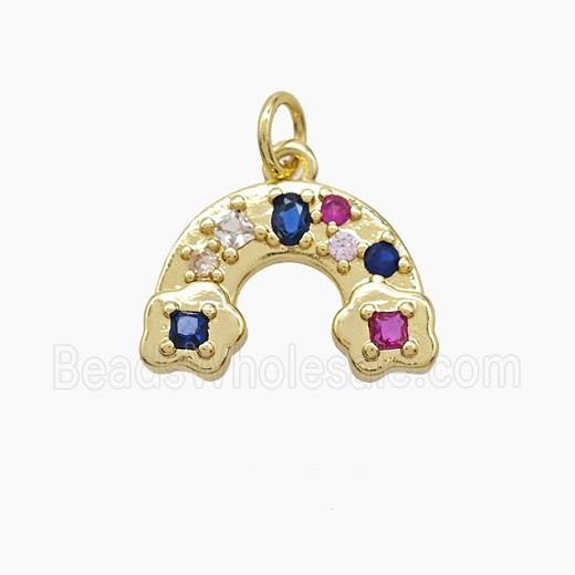 Copper Rainbow Pendant Pave Zirconia Gold Plated