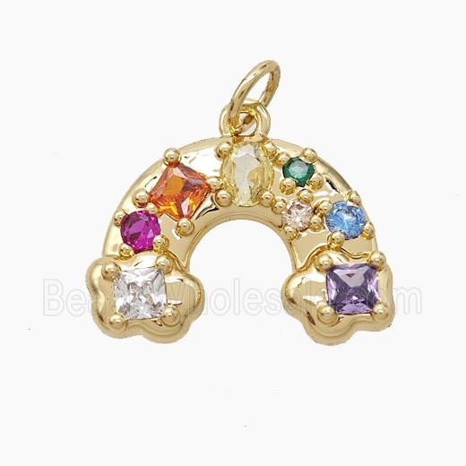 Copper Rainbow Pendant Pave Zirconia Gold Plated