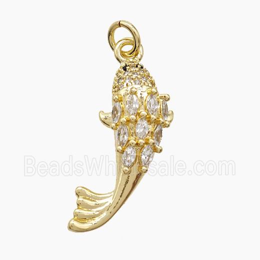 Copper Fish Pendant Pave Zirconia Gold Plated