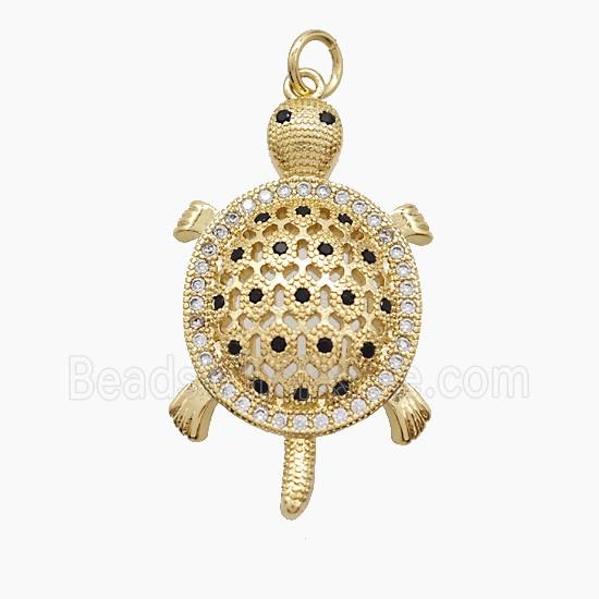 Copper Tortoise Pendant Pave Zirconia Gold Plated