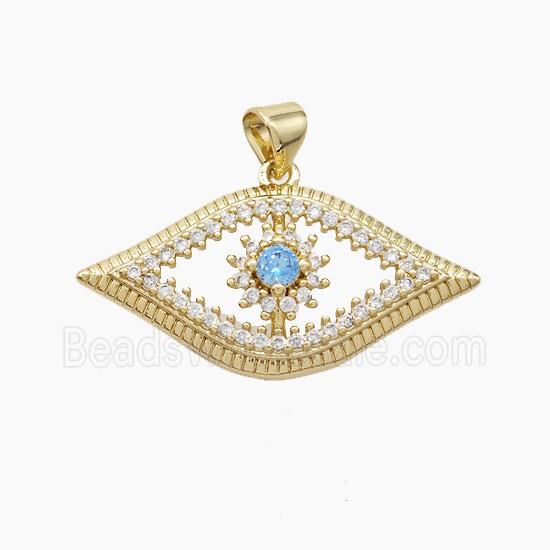 Copper Eye Pendant Pave Zirconia Gold Plated