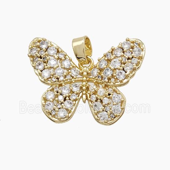 Copper Butterfly Pendant Pave Zirconia Gold Plated