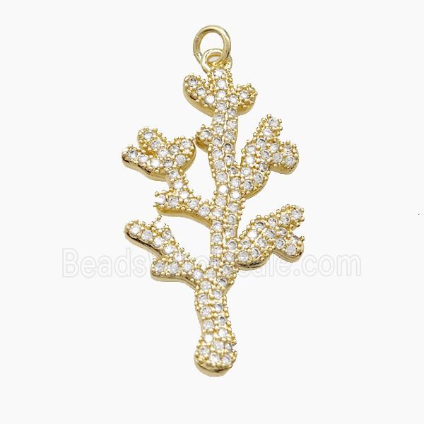 Copper Coral Reef Pendant Pave Zirconia Gold Plated