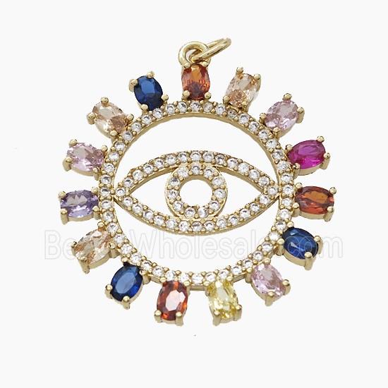 Copper Eye Pendant Pave Zirconia Gold Plated