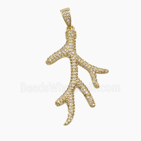 Copper Deer Breast Pendant Pave Zirconia Gold Plated