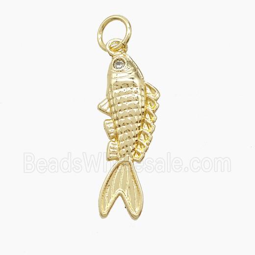 Copper Fish Pendant Pave Zirconia Gold Plated