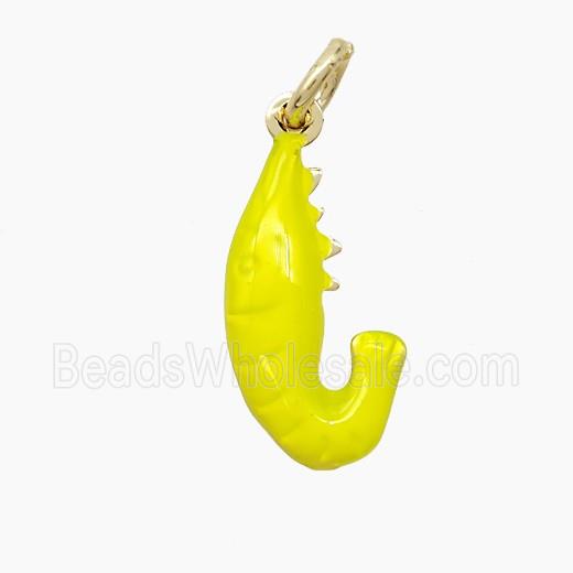 Copper Shrimp Pendant Yellow Painted Gold Plated
