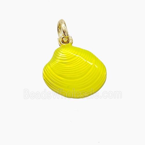 Copper Scallop Shell Pendant Yellow Painted Gold Plated