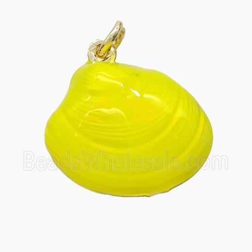 Copper Scallop Shell Pendant Yellow Painted Gold Plated