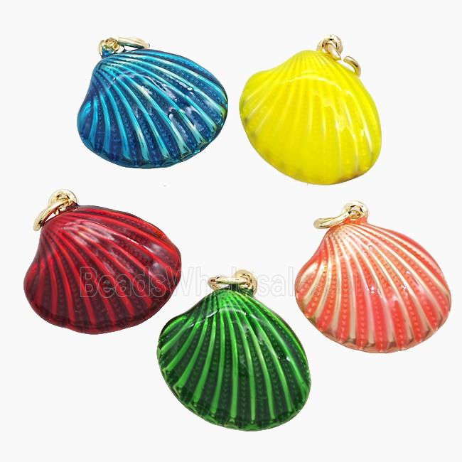 Enamel Copper Pendant, Gold Plated