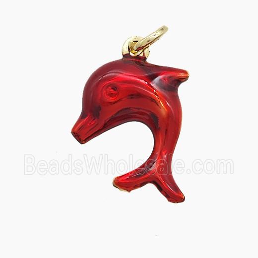 Enamel Copper Pendant, Gold Plated