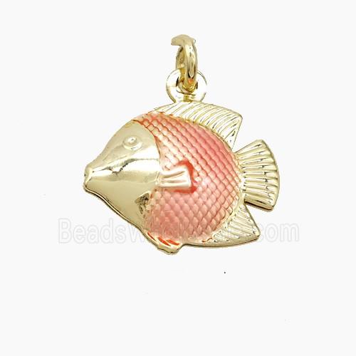 Enamel Copper Pendant, Gold Plated
