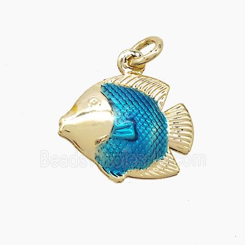Enamel Copper Pendant, Gold Plated