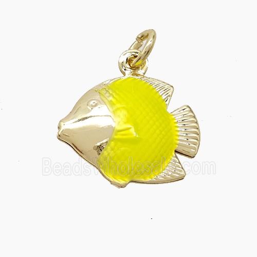 Enamel Copper Pendant, Gold Plated