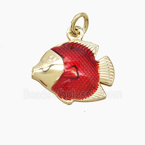 Enamel Copper Pendant, Gold Plated
