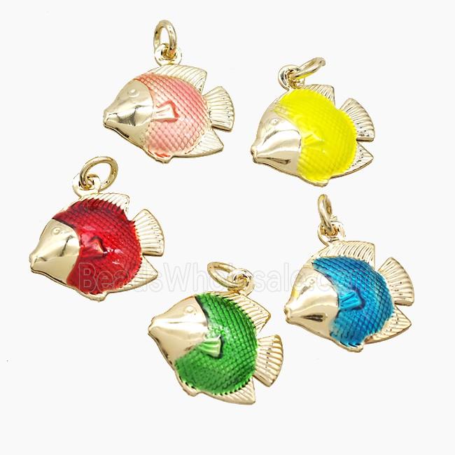 Enamel Copper Pendant, Gold Plated