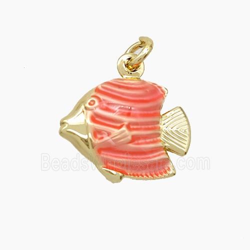 Enamel Copper Pendant, Gold Plated