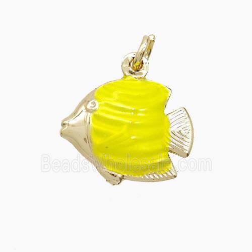 Enamel Copper Pendant, Gold Plated