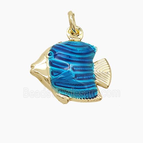 Enamel Copper Pendant, Gold Plated