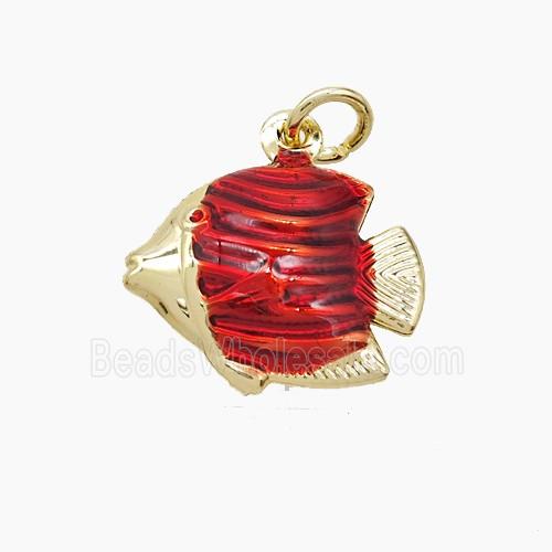 Enamel Copper Pendant, Gold Plated