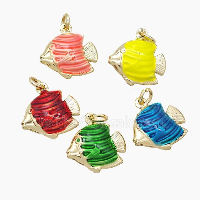 Enamel Copper Pendant, Gold Plated