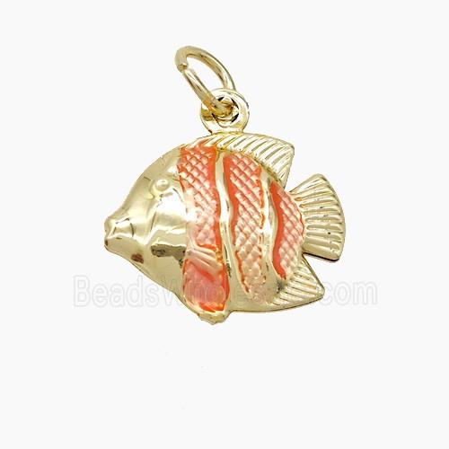 Enamel Copper Pendant, Gold Plated